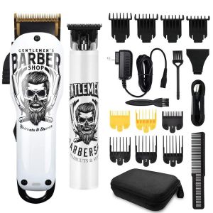 BESTBOMG Hair Clippers & Trimmer T-Blade Cordless Hair Haircut Sets, Hair Haircut with Ceramic Blade Rechargeable 2000mAh/1200